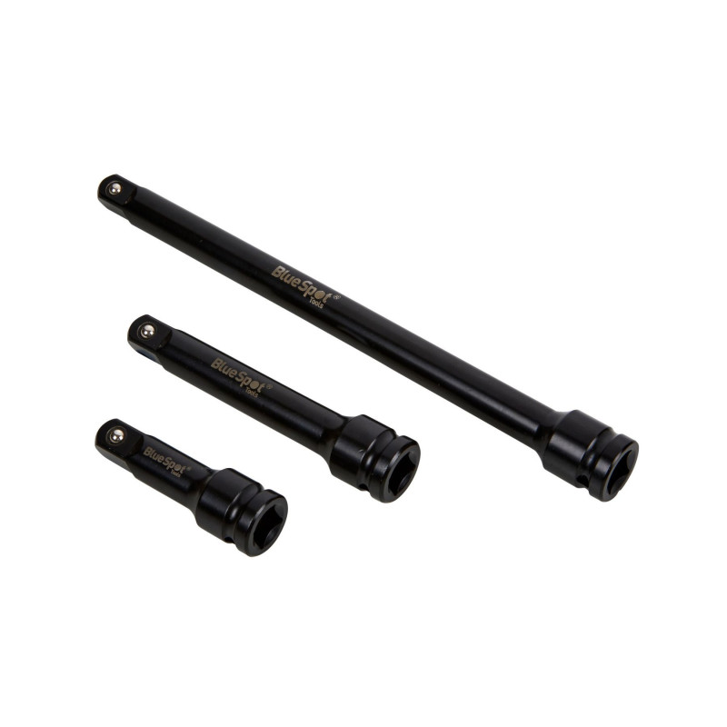 Blue Spot Tools 3pc 1/2" Impact Extension Bar Set | Heavy‑Duty Impact Extensions - 02071