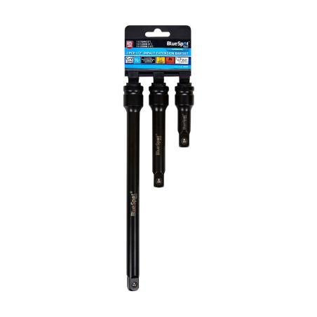 Blue Spot Tools 3pc 1/2" Impact Extension Bar Set | Heavy‑Duty Impact Extensions - 02071