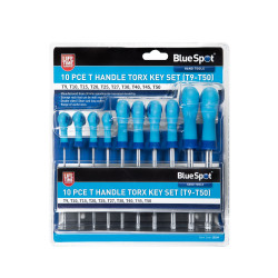 Blue Spot Tools 10pc T‑Handle Torx Key Set (T9–T50) | Heavy‑Duty T‑Handle Torx Kit - 12184
