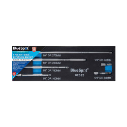 Blue Spot Tools 6pc 1/4" Drive Extension Bar Set | Chrome Vanadium Extensions - 02082