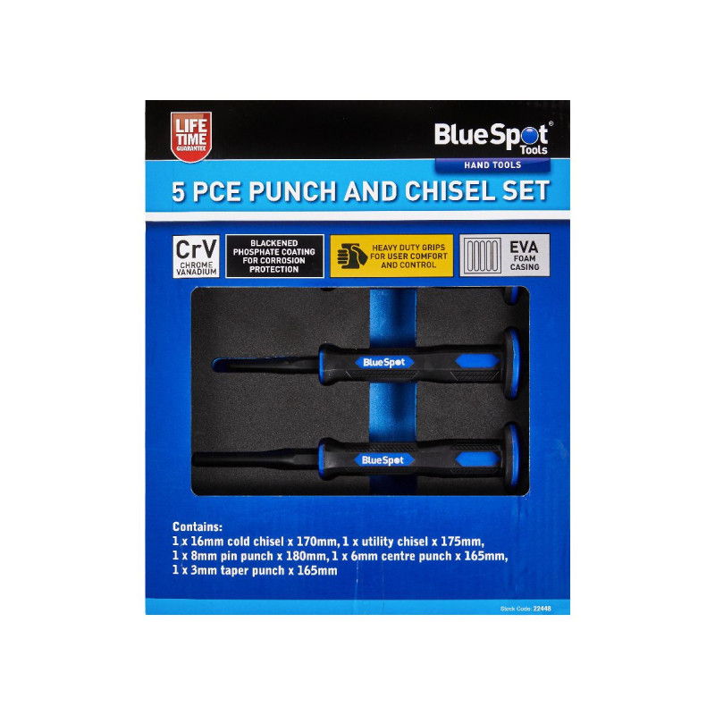 Blue Spot Tools 5pc Punch & Chisel Set in EVA Foam | Precision Impact Tools - 22448
