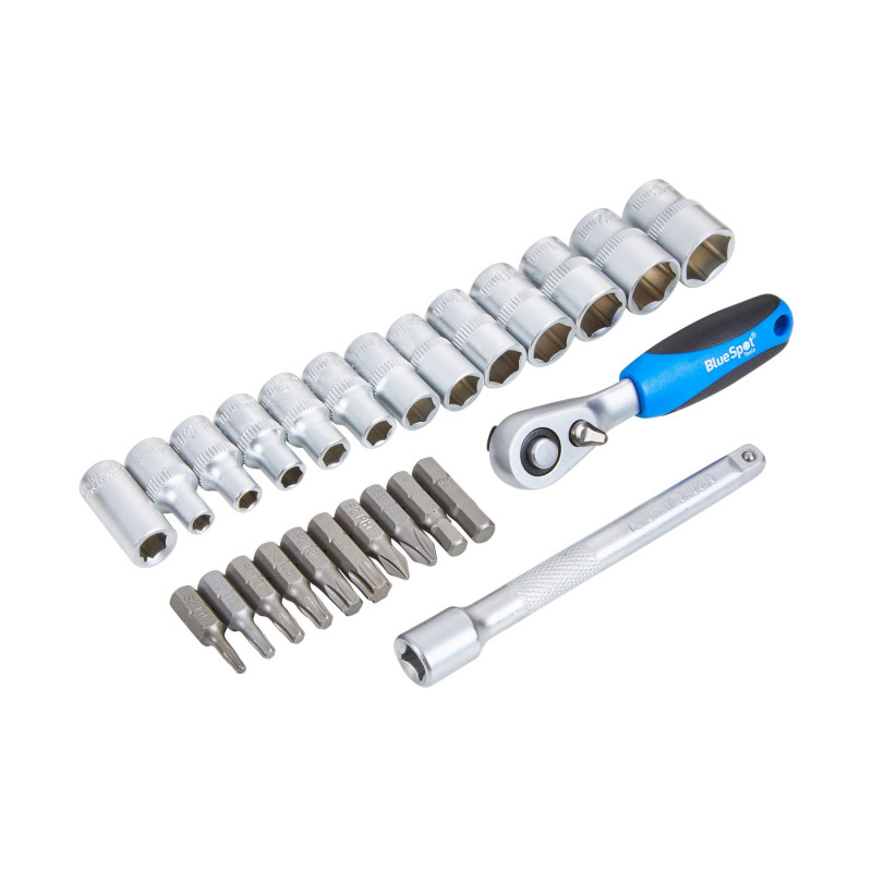 Blue Spot 01493 25pc 1/4" Drive Socket & Bit Set | Ratchet & Extensions