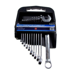 Blue Spot Tools 11pc Chrome Vanadium Combination Spanner Set | Metric Spanner Kit - 04111