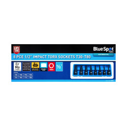 Blue Spot Tools 8pc 1/2" Impact Torx Socket Set (T30–T80) | Heavy‑Duty Impact Torx Sockets - 01506