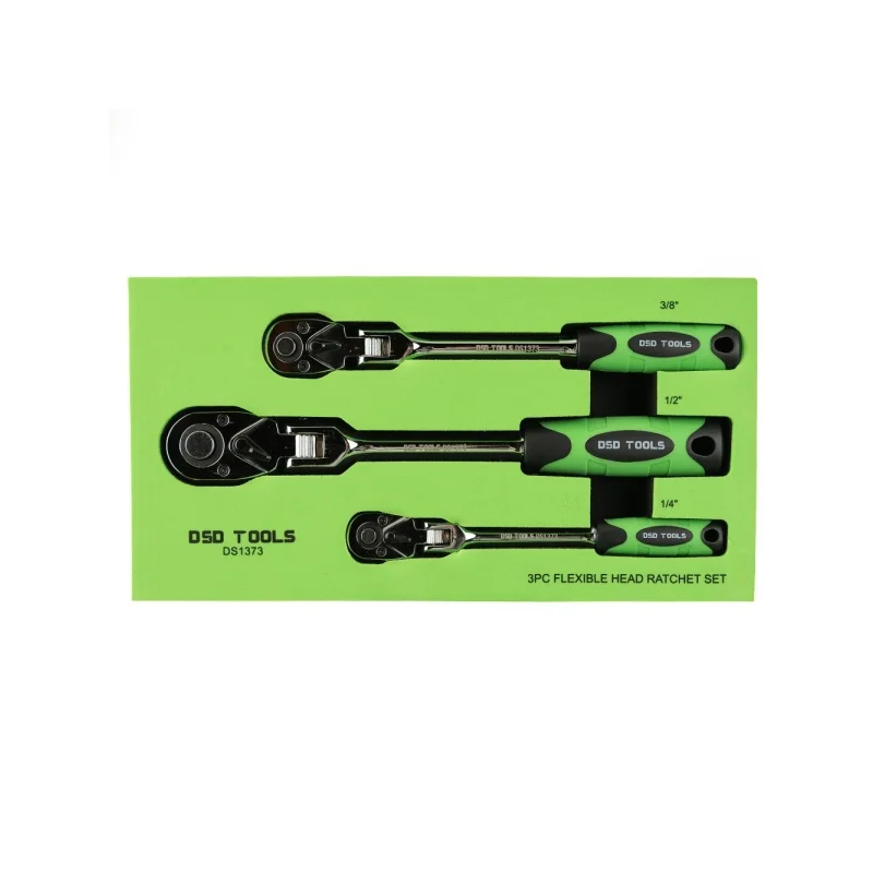 DSD Tools DS1373 3pc Flexi Head Ratchet Set | 1/4, 3/8, 1/2 Drive