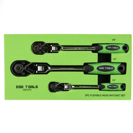 DSD Tools DS1373 3pc Flexi Head Ratchet Set | 1/4, 3/8, 1/2 Drive