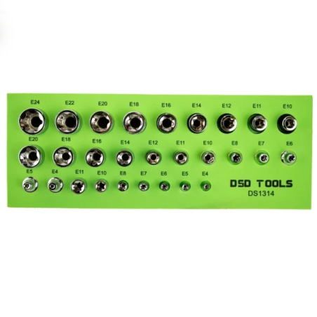 DSD Tools DS1314 28pc E‑Star Socket Set | 1/4, 3/8, 1/2 Drive