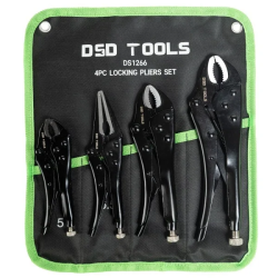 DS1266 4pc Locking Pliers Set | Curved, Long Nose & Straight Jaw