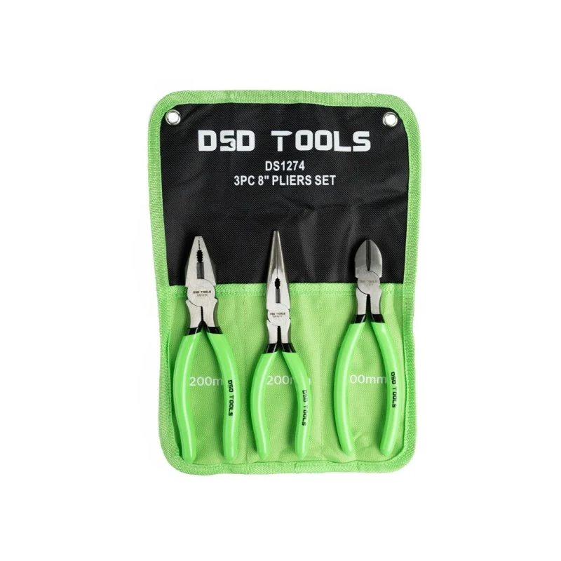 DSD Tools DS1274 3pc 8" Pliers Set with Large Grip Handles