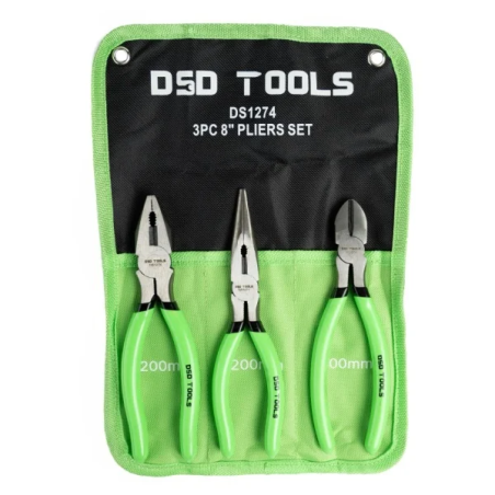 DSD Tools DS1274 3pc 8" Pliers Set with Large Grip Handles