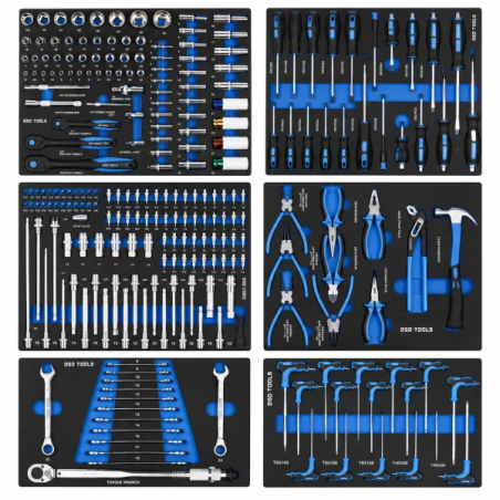 DSD Tools Full Tool Tray Set for Tool Chests | 6‑Tray Professional Kit - DS1028